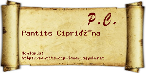 Pantits Cipriána névjegykártya